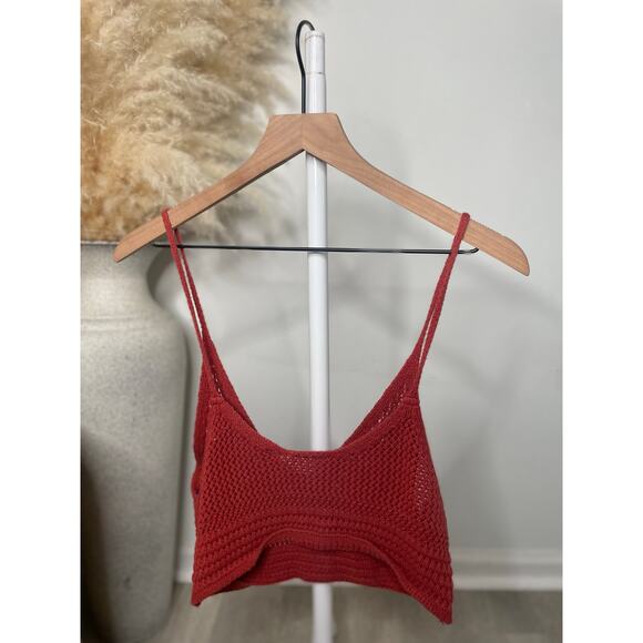 B1G2 FREE 🍁  Double Zero Crochet Crop Top Medium Orange Knit Bralette Festival - Picture 4 of 7